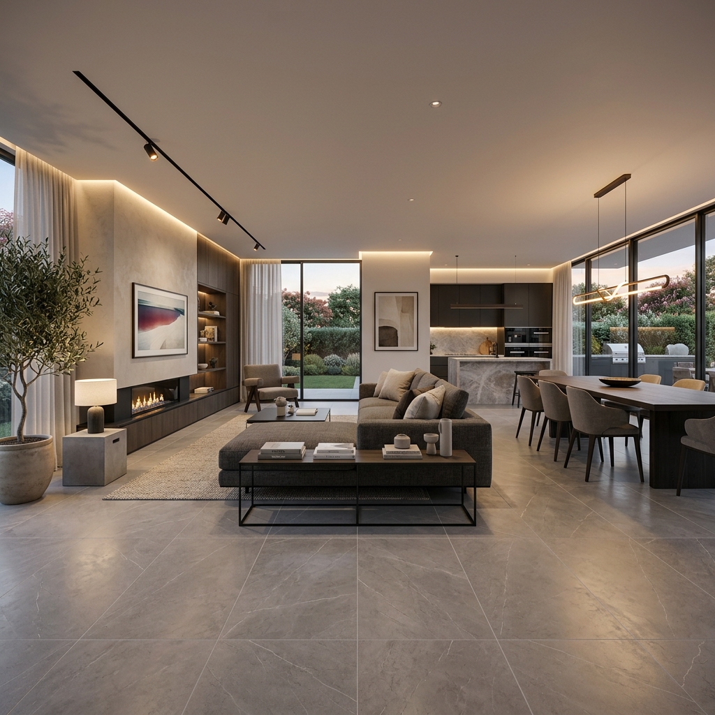 Premium ceramic slab tiles interior